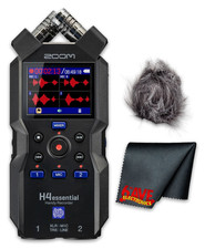 Zoom H4essential 4-Track 32Bit Float Portable Audio Recorder + Windscreen Bundle