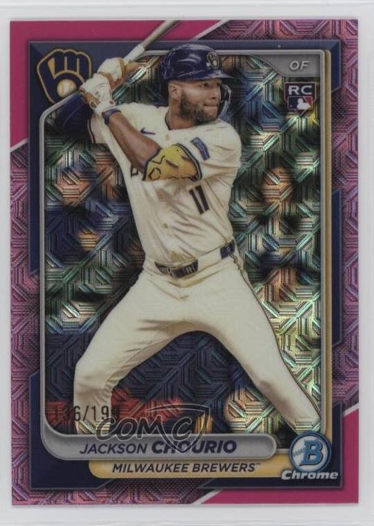 2024 Bowman Chrome Mega Box Pink Mojo Refractor 136/199 Jackson Chourio #69 0fz3