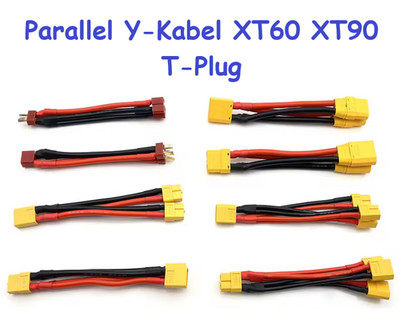 XT60 XT90 T-Plug Adapter Parallel Y-Kabel Buchse Stecker Adapter LiPo Akku 10cm