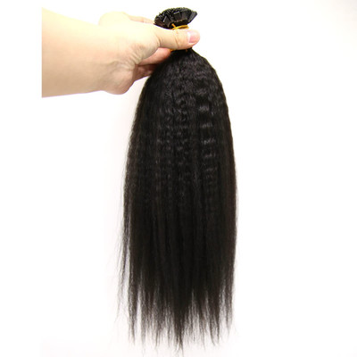 Zigzag Hair Kinky Straight Flat Tip Human Hair Extensions 100 Strands Fusion