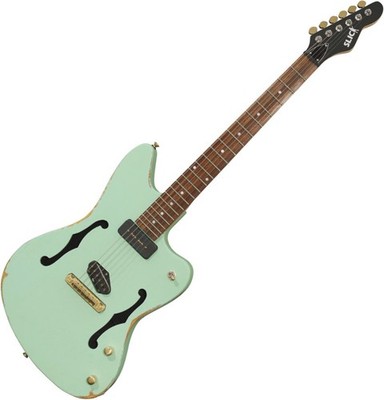 Slick SL 56 Offset Semi Hollow E-Gitarre Surf Green Sumpfesche Single Coil P-90