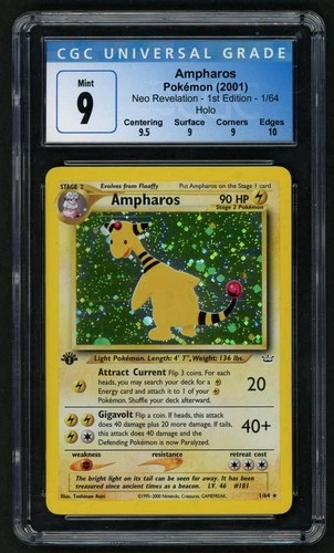 2001 Pokémon Ampharos Holo Neo Revelation - 1st Ed. #1 CGC 9