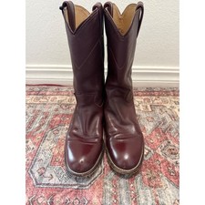 Justin L3068 Womens Burgundy Leather Western Roper Cowboy Boots Size 6 B USA
