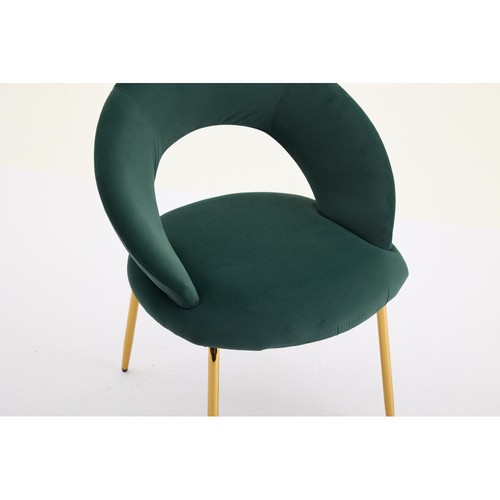 Set of 1 Velvet Fabric Dining Chairs With Curved Backrest and Golden Metal Legs - Picture 16 of 17