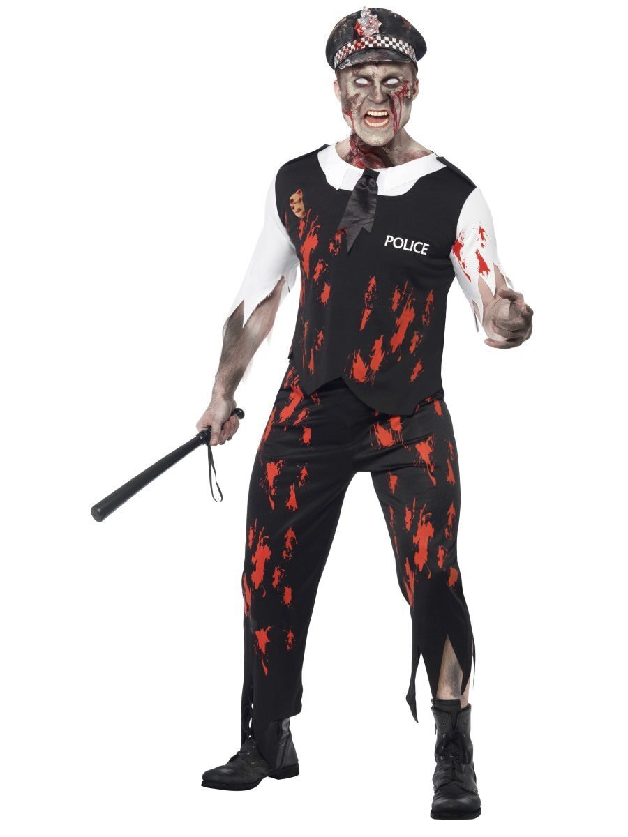 Zombie Policeman Costume Adult Black Red White Zombie Policeman Costume Adult Black Red White