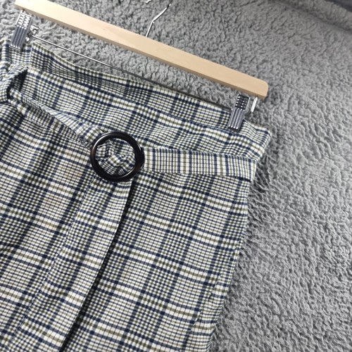 Cotton On Womens Wrap Midi Skirt Size M Navy Blue Green White Check Belt - Picture 3 of 13