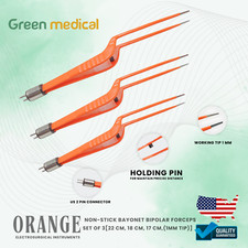 SET OF 3 Reusable Non-Stick Bayonet Bipolar Forceps 22cm,18cm,17cm TIP 1 mm