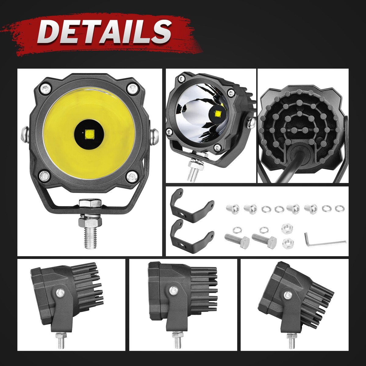 4x 2.6Inch White Amber LED Driving Light Pods Spot Off Road Truck