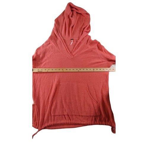 Free People Piper Hoodie Pullover Linen Blnd Oversized S Coral Balloon Sleeve - Picture 4 of 12