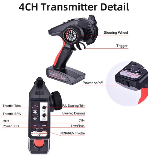 AUSTAR 2.4Ghz 6CH 4CH 3CH Transmitter With Receiver Kit AFHDS For RC Car Boat US - Picture 6 of 19