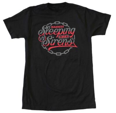 Official Sleeping With Sirens Red Chains Herren schwarzes T-Shirt klassisches Tee