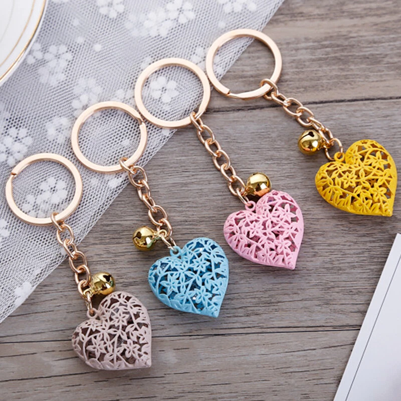 Love Heart Shape Key Chain Bag Charm Keyring Hollow Pendant Dangle Key Ring Gift
