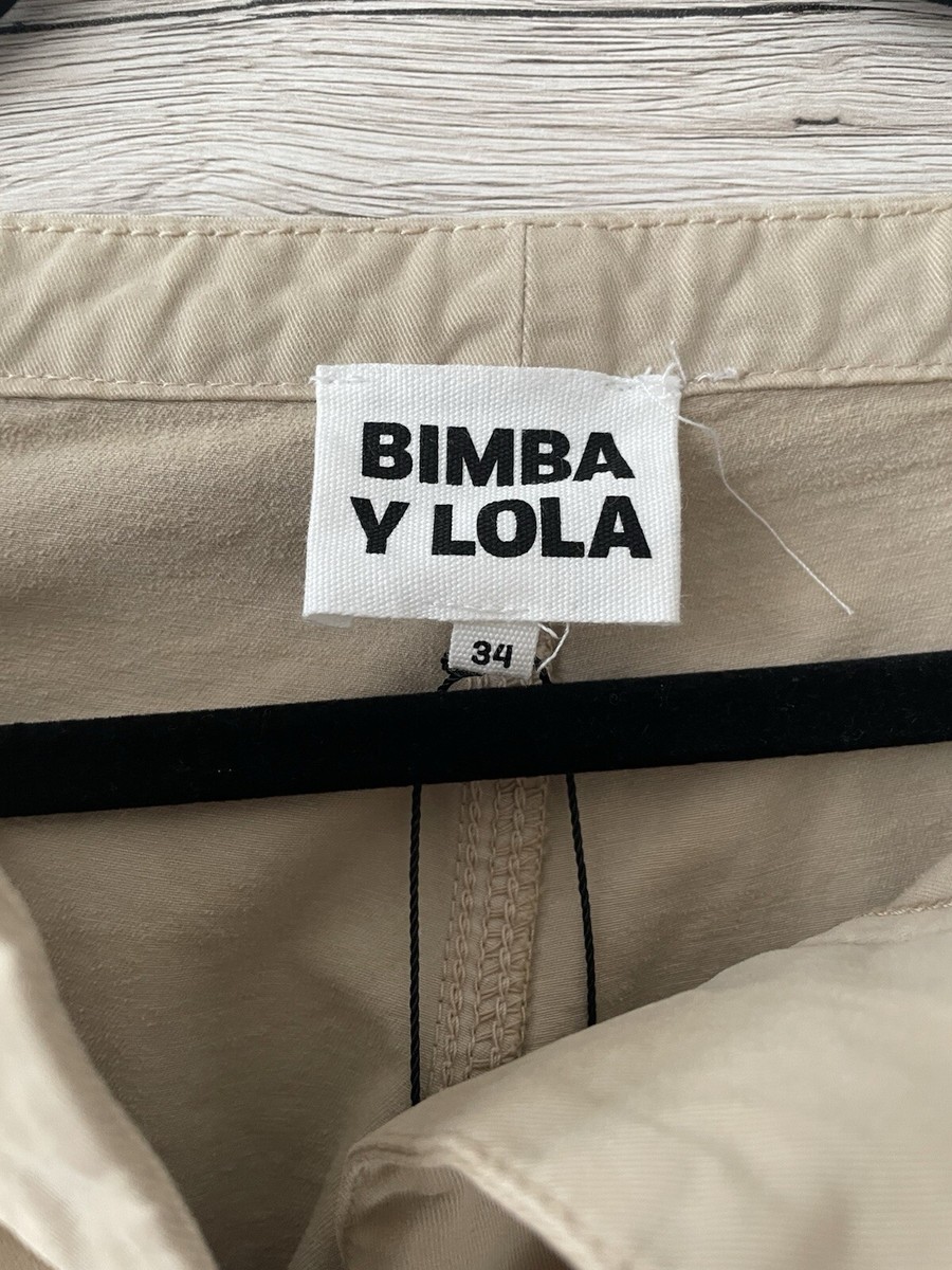 Bimba y Lola cream straight-leg cotton jeans UK