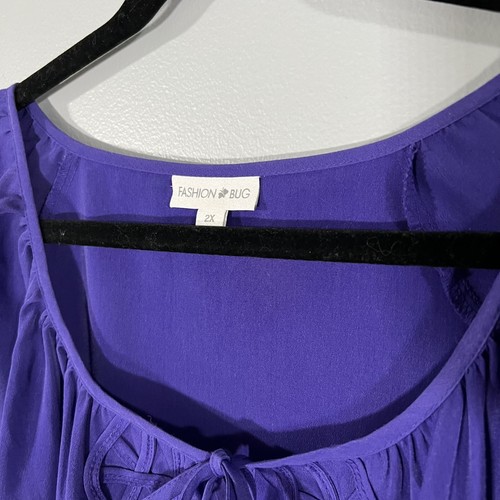 Fashion Bug Women’s Blouse 2X Purple 3/4 Sleeve Button Wrist Whimsy Twee Boho - Picture 3 of 8