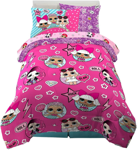 Juego de edredón y sábanas súper suaves para niños con farsa, 5 piezas tamaño doble, LO