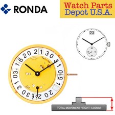 Ronda 6004.B Quartz Watch Movement, 2 Hands, Date at 12, Multiple Variations