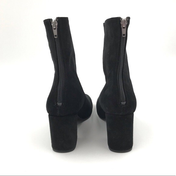 FREE PEOPLE Black Cecile Mid Heel Leather Suede Ankle Boot Size 41