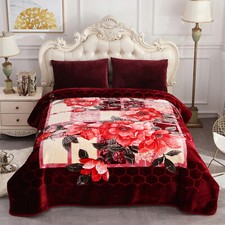 Solara Ultra Soft Burgundy Flower Korean Design Thick u0026 Heavy Blanket  Queen/Full for sale online | eBay
