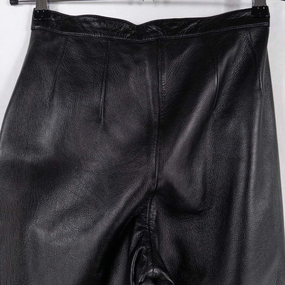 Vintage Mixit Leather Pants Womens 4 Black Lined High Rise Slim Straight Classic - Image 4 of 4