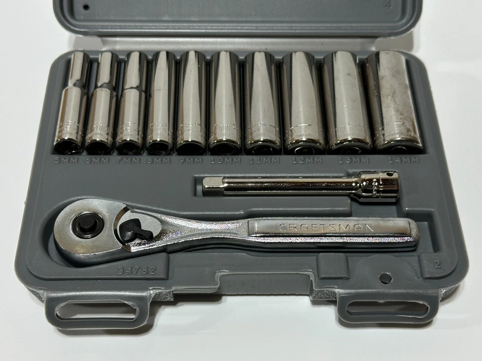 Craftsman Tools USA 34782 NEW 12pc Metric 1/4’ Drive Socket Ratchet Set, 6 Point - Image 3 of 4