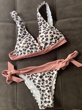 Bikini Swimsuit New Coral Animal Print Size Small Two Piece Set Padded Bra Top