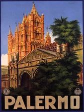 ITALY PALERMO CATHEDRAL SICILY TOURISM TRAVEL ITALIAN VINTAGE POSTER REPRO