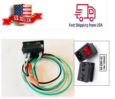 Assembled Power Socket with Fuse and wires Switch 3 Pin IEC320 C14 USA Plug