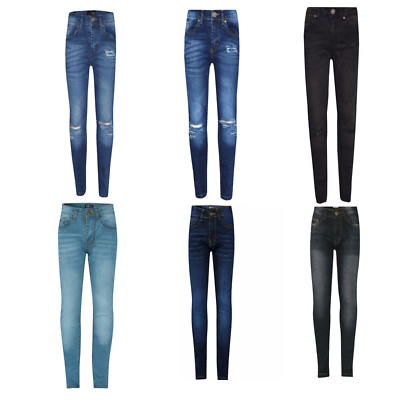 Mädchen Kinder Kinder Stretch Denim Jeans gerissen oder schlicht dünne Passform Alter 5-13