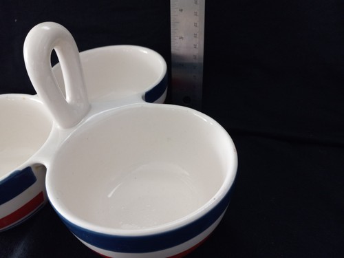 Americana Red White Blue 3 Condiment Ceramic Serveware Dish - 第 5/8 張圖片
