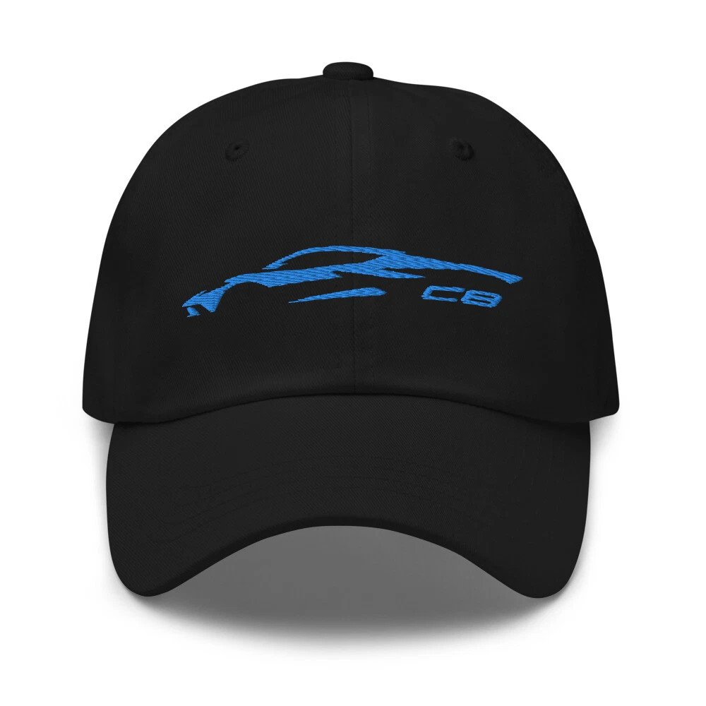 2023 vette C8 Outline Silhouette Rapid Blue 8th Gen Mid Engine Vette Dad hat