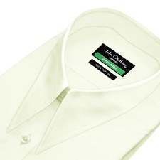 Summer Spring Men's Formal Cream Shirt Vintage Spear Long Pointed Dagger Collar