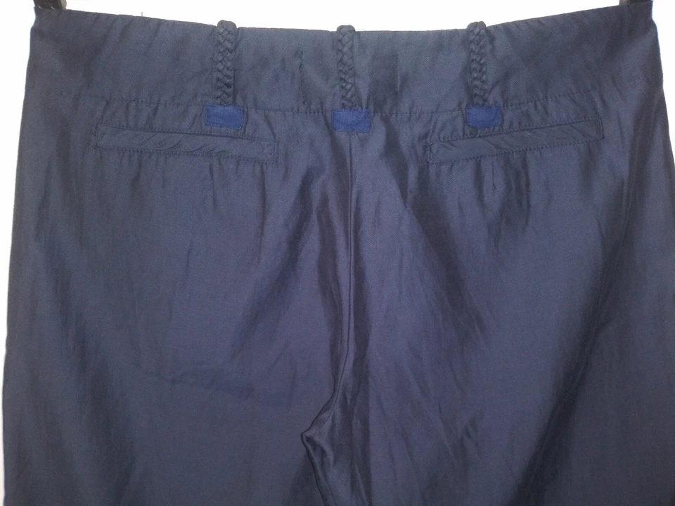 Pantalones de pierna ancha Burning Torch para mujer talla 12 azul tiro medio algodón rayón NUNCA USADOS Foto 4 de 4