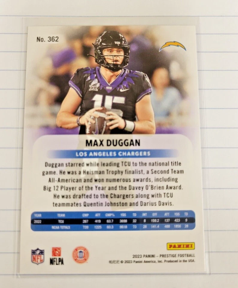 2023 Panini Prestige Football #362 Max Duggan ROOKIE Card - Image 2 of 2