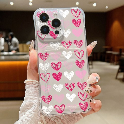Shockproof Case with Card Slot Holder Heart for iPhone 16Pro Max 15 14 12 13 11 - Picture 12 of 16