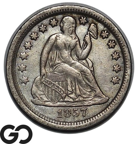 1857 Seated Liberty Dime Great Strike AU