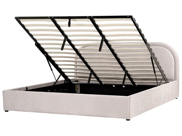 Polsterbett Beige / Taupe Mit Kopfteil Bettkasten Lattenrost 180X200 Cm Quillien-image