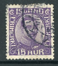 Iceland 1920 Christian X 15 Aur Purple Scott # 117 VFU D238
