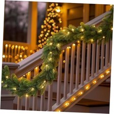 Artificial Pine Garland Christmas Garland with Lights, Green Fresh-Cut Style,