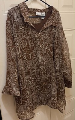 New with Tag Women s Plus Size Long Sleeve Sheer with Tank Top Blouse 30/32 4X