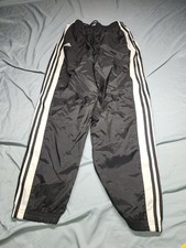 Vintage Adidas Team Track Pants Mens Large Black 3 Stripe Elastic Waist Lined