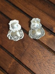 Vintage Sterling Silver 925 Thailand Dangle Earrings 1.25" X 1" Wide Repousse 