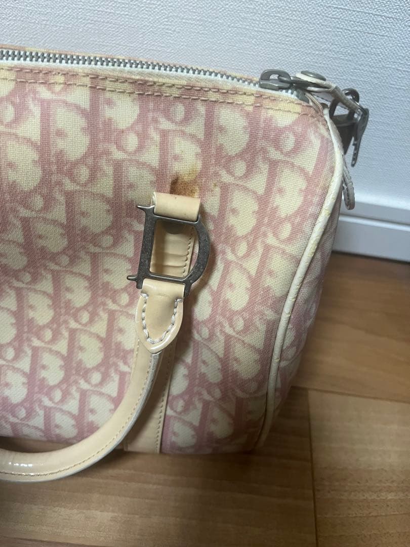 Christian Dior Mini Boston Bag Canvas Leather Pink Trotter Women's Authentic thumbnail 4