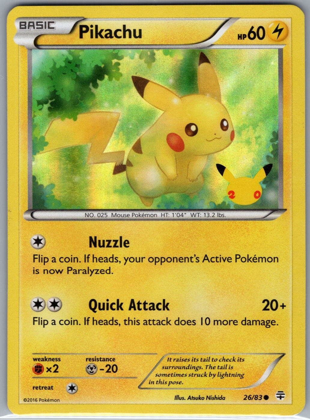 Pikachu Holo 26/83 (20th Anniversary) 026/083 - Pokemon Card - LP