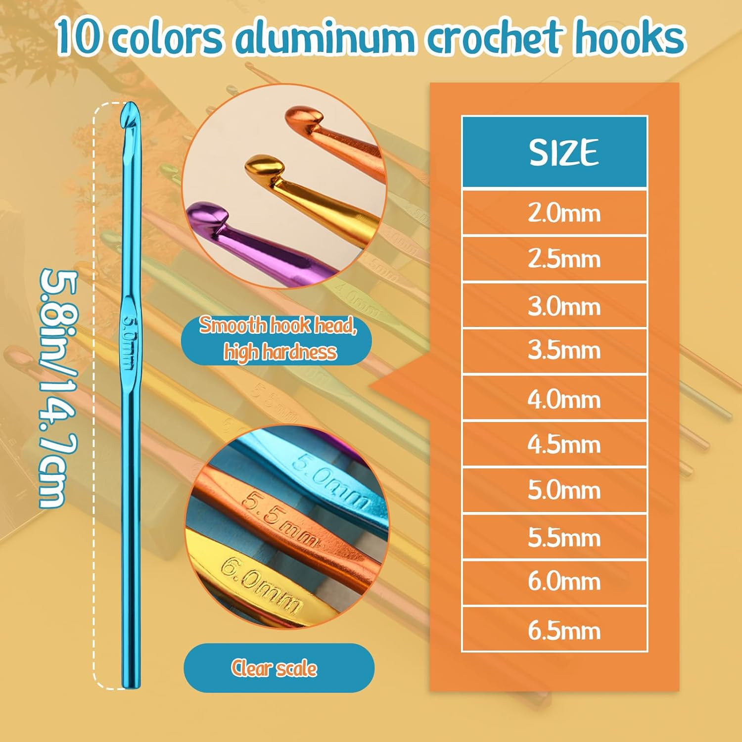 110 Pcs Crochet Hooks Set with Case Ergonomic Crochet Kit Markers Scissors DIY