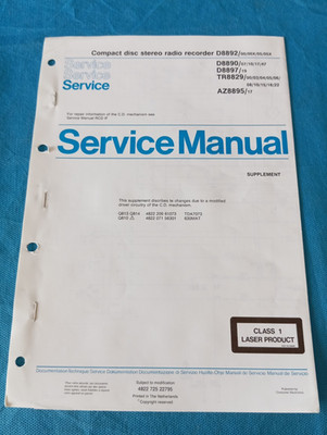 PHILIPS D8892 CD Stereo Radio Recorder SERVICE MANUAL ORIGINAL Ergänzungsschema