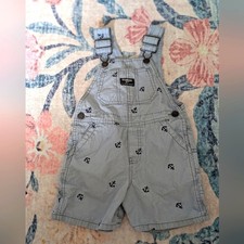 OshKosh B'gosh Gray Nautical Print Shortalls