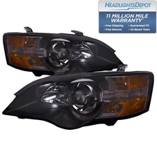 Headlights Halogen Set Black Performance Lens Fits 05-07 Subaru Legacy & Outback