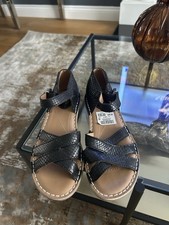 Image of Clarks Women's Leather Black Sandals Size 3 Brand New