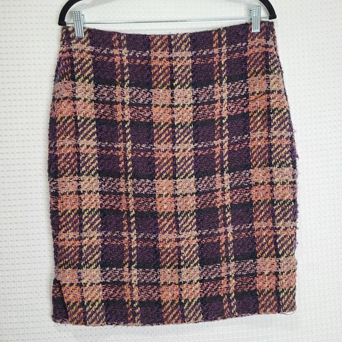 Vtg Virtue Womens Blazer (sz12) Pencil Skirt (sz10) Set Purple Plaid Tweed - Picture 13 of 23
