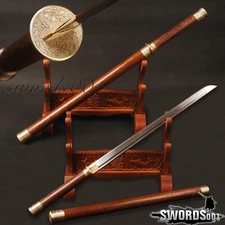 Hand Forged Chinese Tang Dao Folded Steel Rosewood Saya Sword Japanese Shirasaya